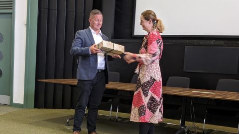 Former BECBC Nuclear Group chair John Mc Gibbon and new Nuclear Group chair Emma Jayne Gooch at the Framing Opportunities meeting in Warrington