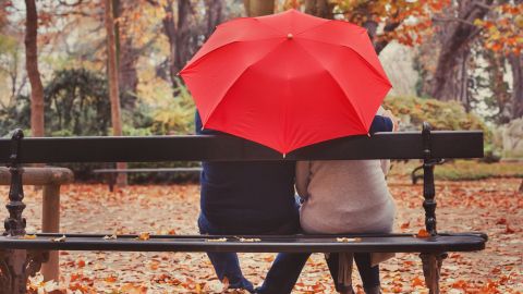 Bench Red Umbrella