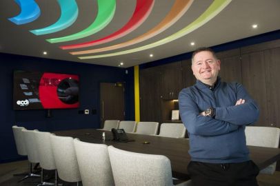 Eddie Black Managing Director of Eco Group in the boardroom at the firms HQ in Annan Dumfries and Galloway 768x511