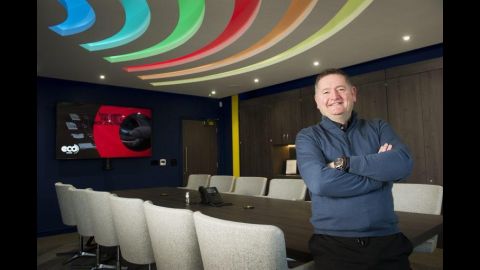 Eddie Black Managing Director of Eco Group in the boardroom at the firms HQ in Annan Dumfries and Galloway 768x511