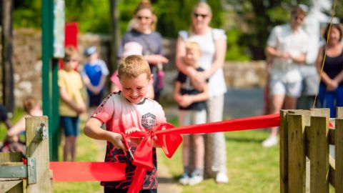 Beckermet Play Park opening cutting the ribbon low res