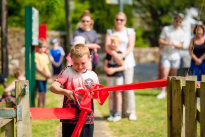 Beckermet Play Park opening cutting the ribbon low res